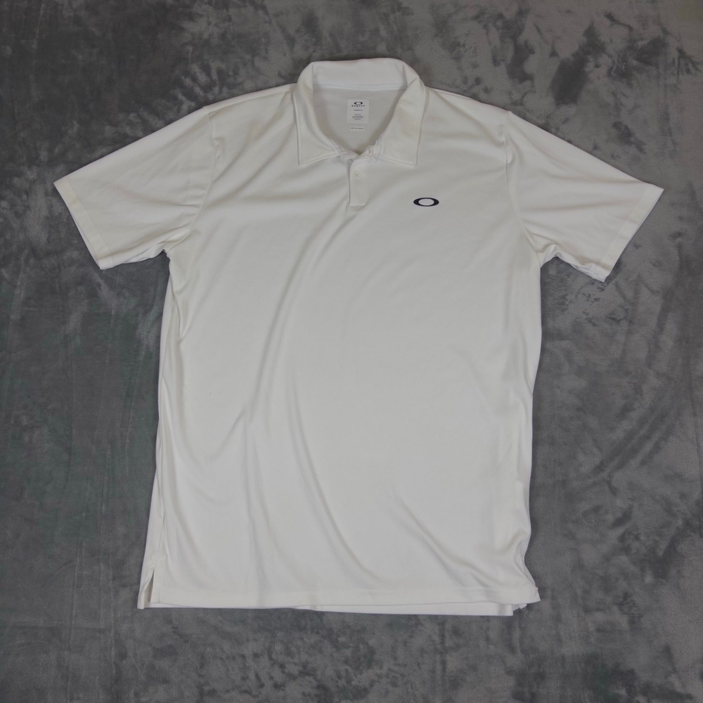 Oakley Polo Shirt Mens 2XL White Hydrolix Short Sleeve Golf Active Performance